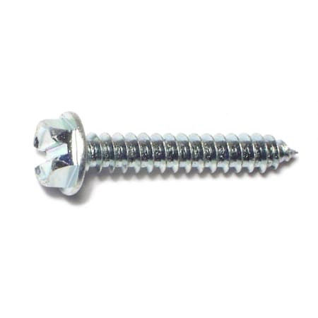 Midwest Fastener Sheet Metal Screw, #8 x 1 in, Zinc Plated Steel Hex Head Slotted Drive, 48 PK 61408